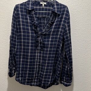 Joie Navy Plaid Women's Blouse